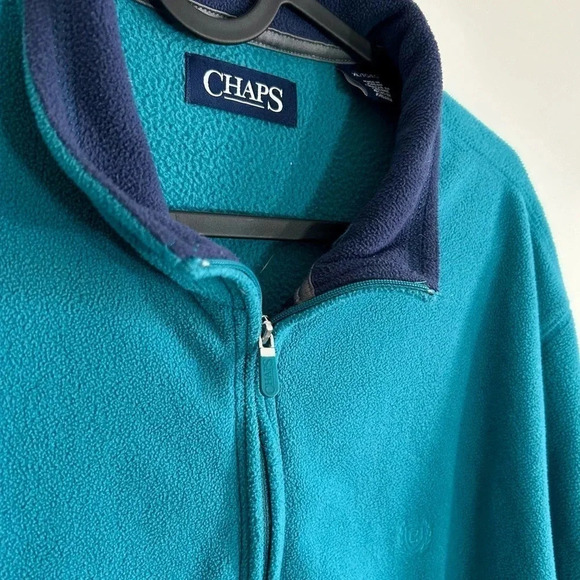 Mens Chaps Teal Blue Quarter Zip Sweater Size XL - Picture 2 of 3